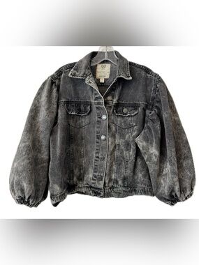 Finely Crafted Jeans by Tennis Acid Wash Balloon Sleeve Denim Jacket S Retro y2k